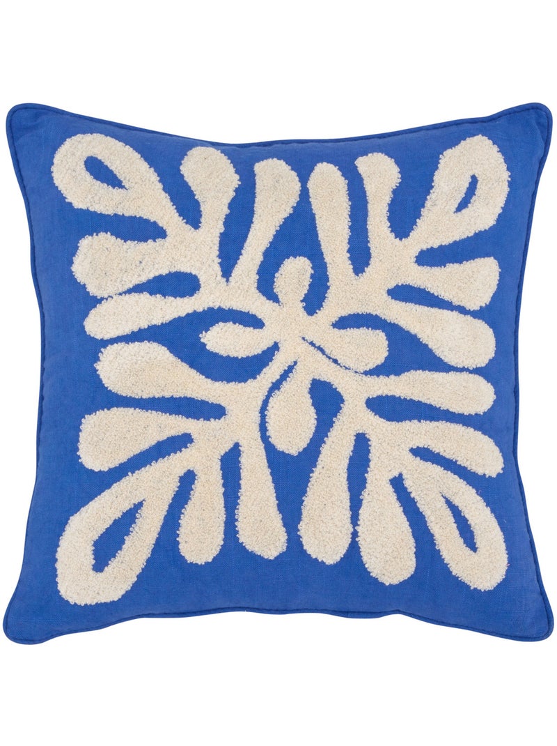 Coussin déhoussable en coton brodé LIBERTAD Bleu - Kiabi