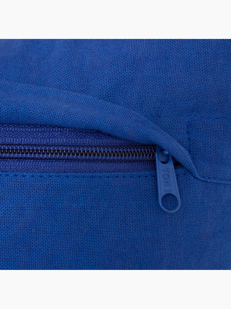 Coussin déhoussable en coton brodé LIBERTAD Bleu - Kiabi