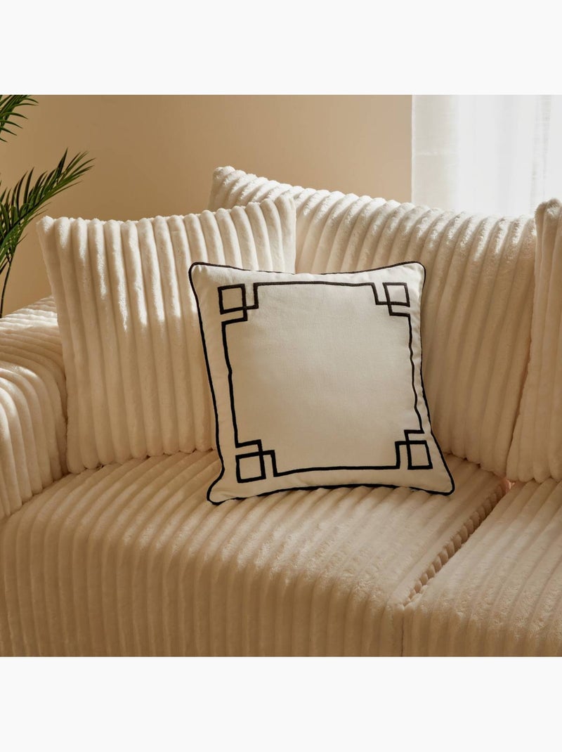 Coussin déhoussable en coton brodé THE PALM RESORT Blanc - Kiabi