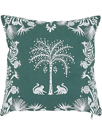 Coussin déhoussable en coton brodé THE PALM RESORT
