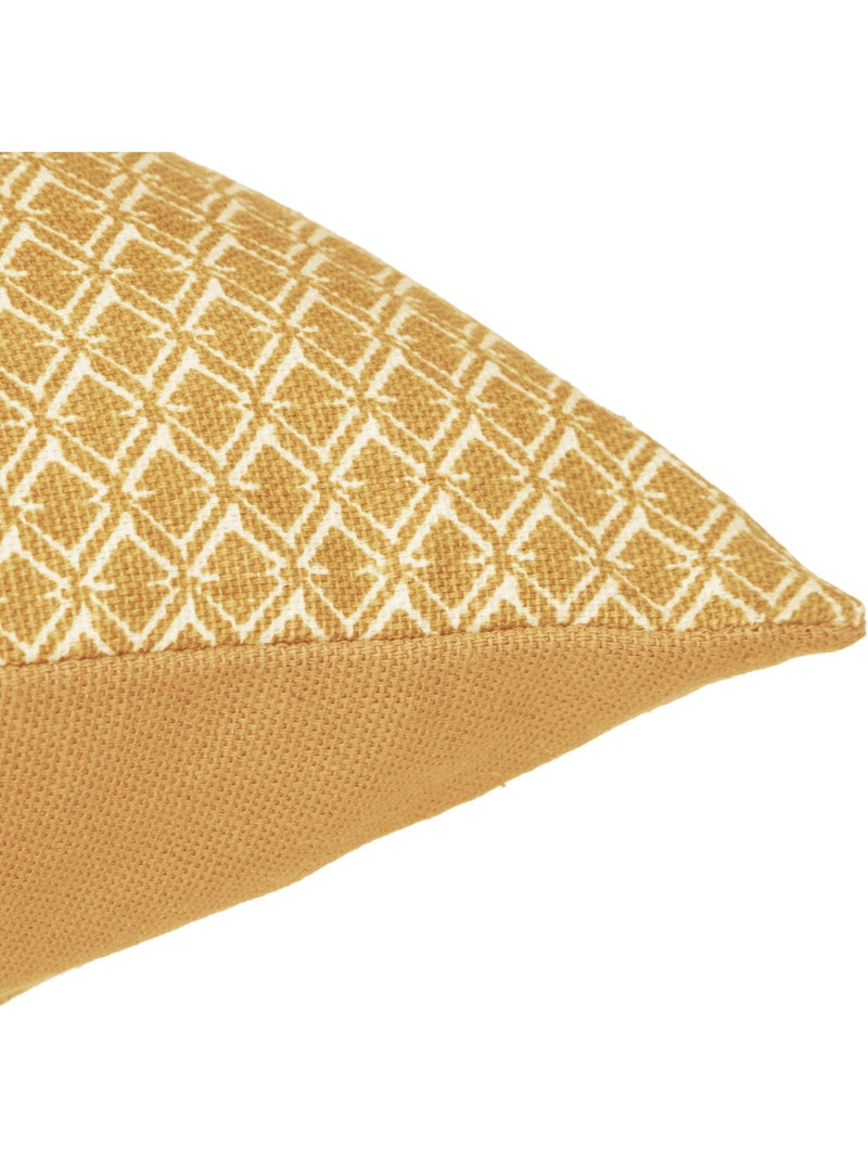Coussin déhoussable en coton imprimé OTTO Ocre - Kiabi
