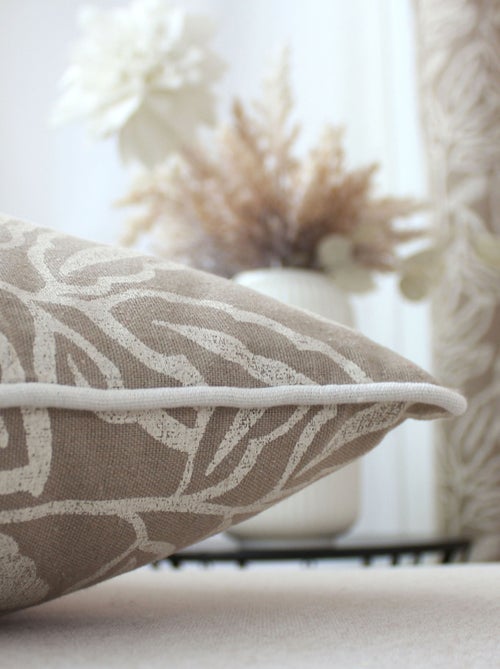 Coussin déhoussable en coton recyclé Chambray - Kiabi