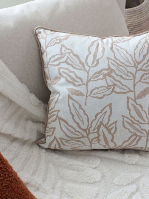 Coussin déhoussable en coton recyclé Chambray - Kiabi