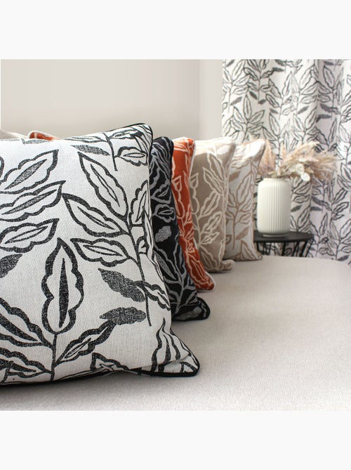 Coussin déhoussable en coton recyclé Chambray - Kiabi