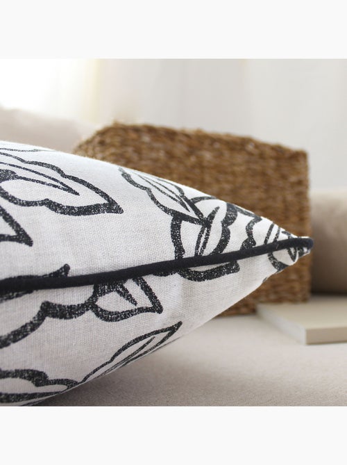 Coussin déhoussable en coton recyclé Chambray - Kiabi