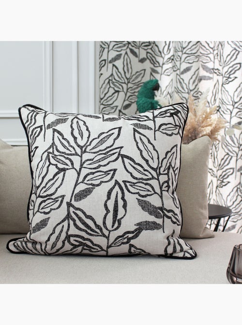 Coussin déhoussable en coton recyclé Chambray - Kiabi