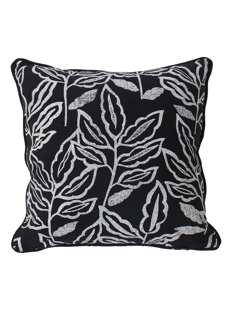 Coussin déhoussable en coton recyclé Chambray Noir - Kiabi