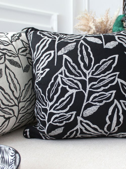 Coussin déhoussable en coton recyclé Chambray - Kiabi