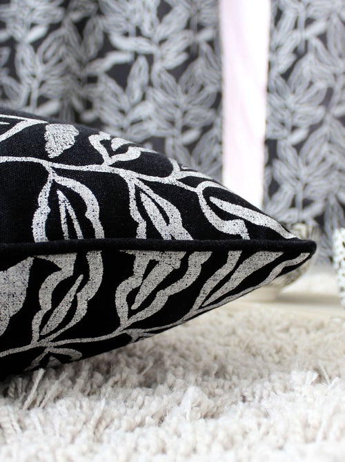 Coussin déhoussable en coton recyclé Chambray - Kiabi