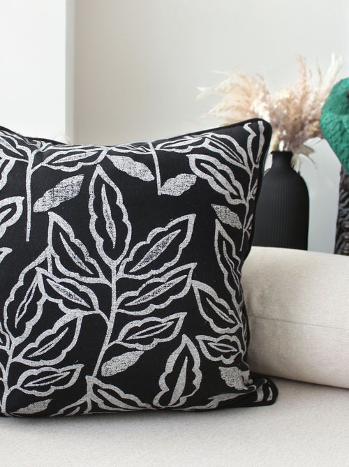 Coussin déhoussable en coton recyclé Chambray - Kiabi