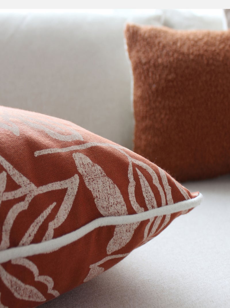 Coussin déhoussable en coton recyclé Chambray Rouge cerise - Kiabi