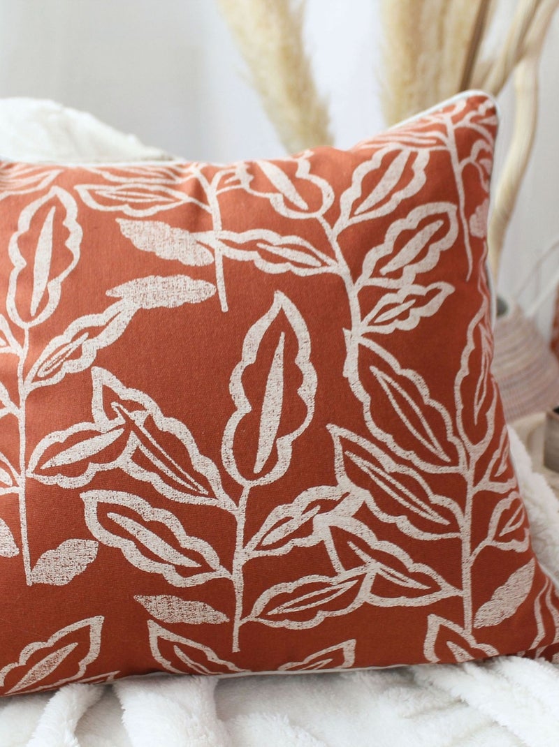 Coussin déhoussable en coton recyclé Chambray Rouge cerise - Kiabi