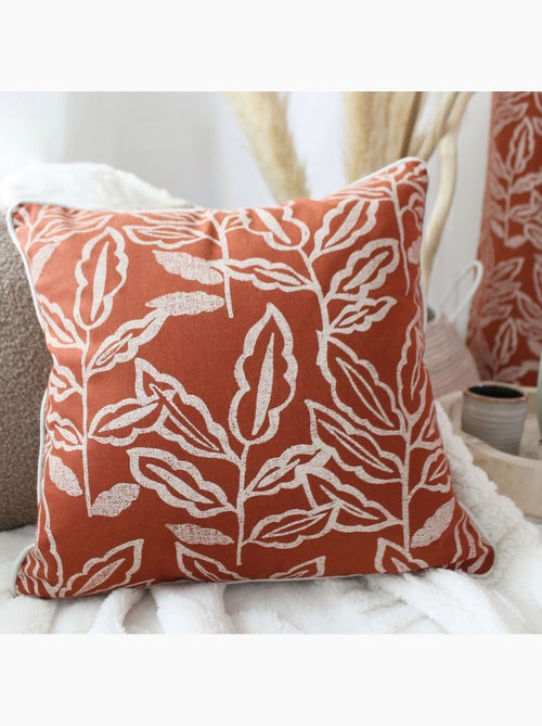 Coussin déhoussable en coton recyclé Chambray - Kiabi