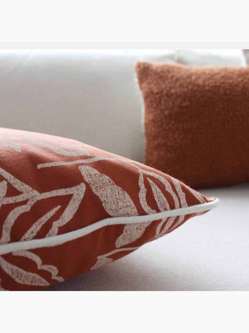 Coussin déhoussable en coton recyclé Chambray Terracotta - Kiabi