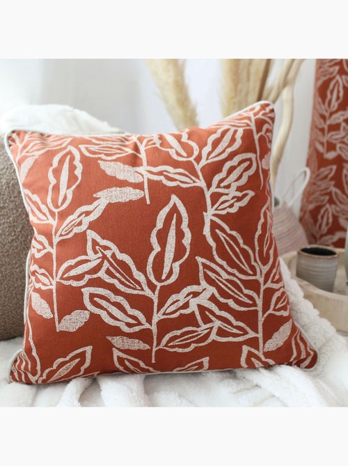 Coussin déhoussable en coton recyclé Chambray - Kiabi