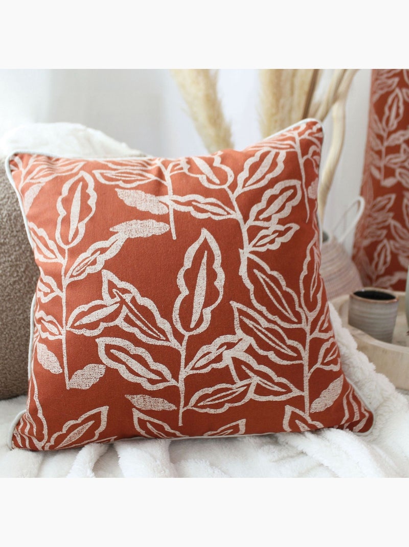 Coussin déhoussable en coton recyclé Chambray Terracotta - Kiabi