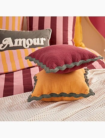 Coussin déhoussable en coton recyclé CHERRY