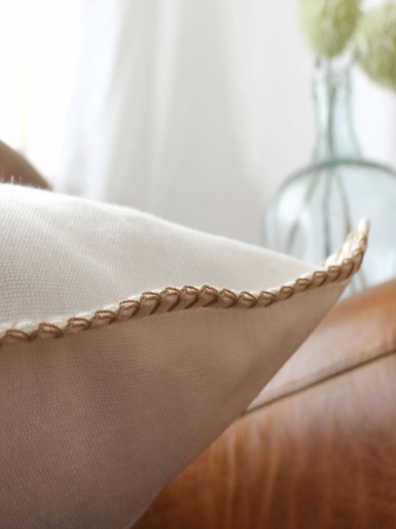 Coussin déhoussable en coton recyclé Ecru - Kiabi