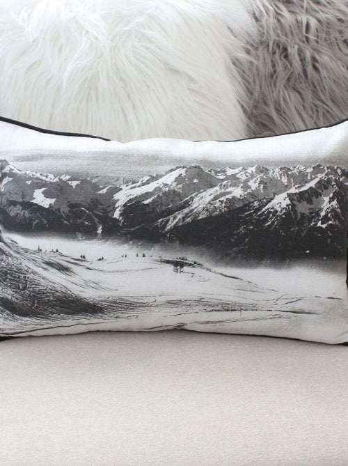 Coussin déhoussable en coton recyclé imprimé au recto/verso - Kiabi