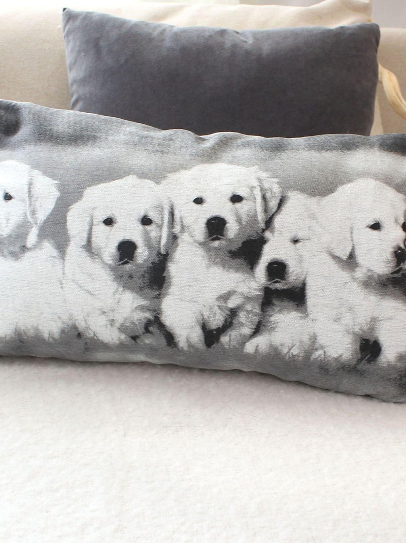 Coussin déhoussable en coton recyclé Noir - Kiabi