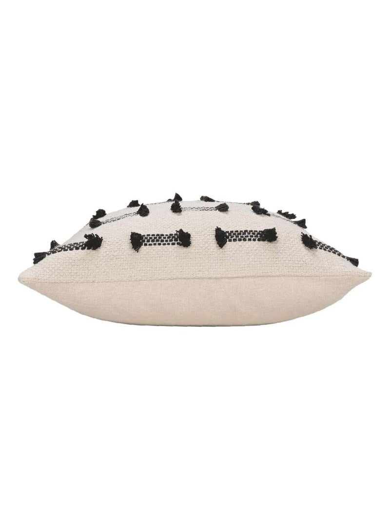 Coussin déhoussable en coton tissé et fils coupés BRINY Ecru - Kiabi