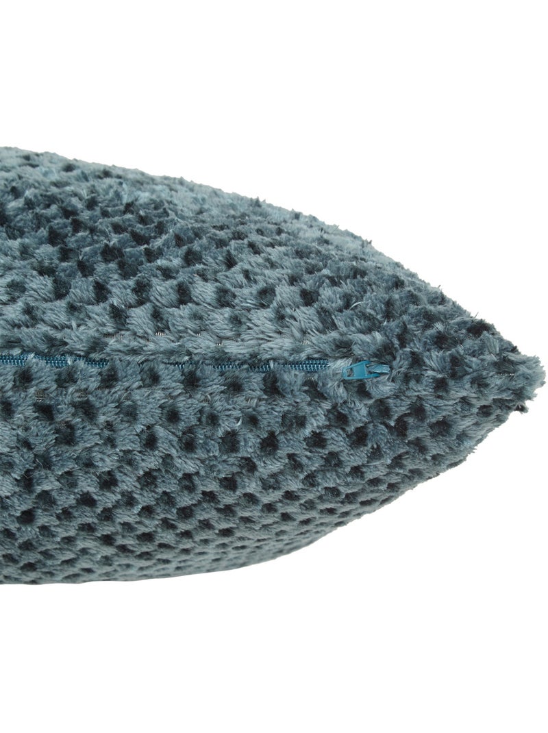 Coussin déhoussable en flanelle jacquard LYNO Bleu - Kiabi