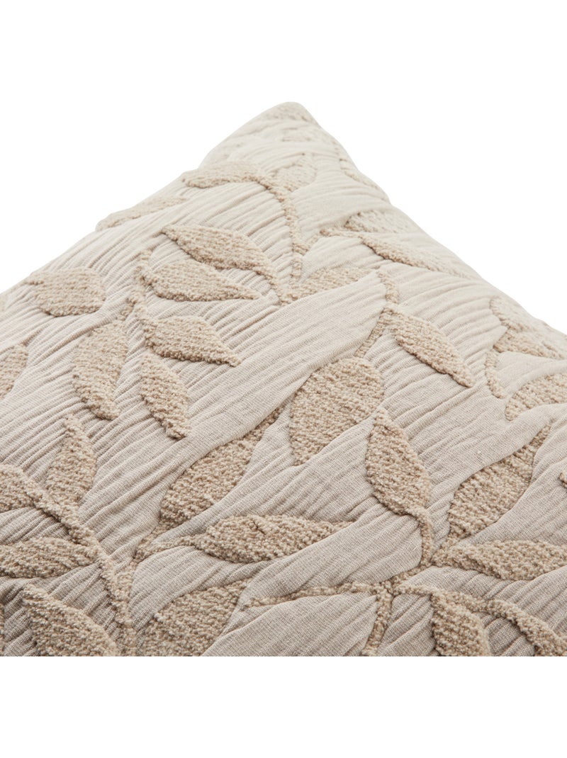 Coussin déhoussable en gaze de coton jacquard LEHTO Beige - Kiabi