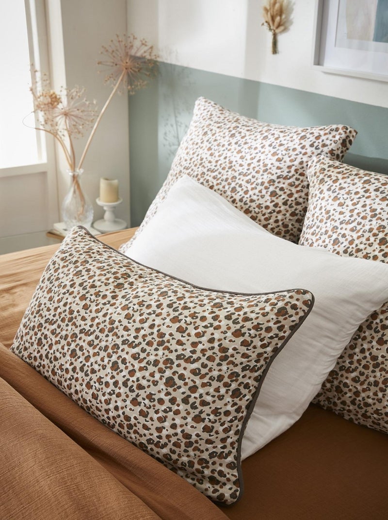 Coussin dehoussable en gaze de coton Leopard Leonie Marron - Kiabi