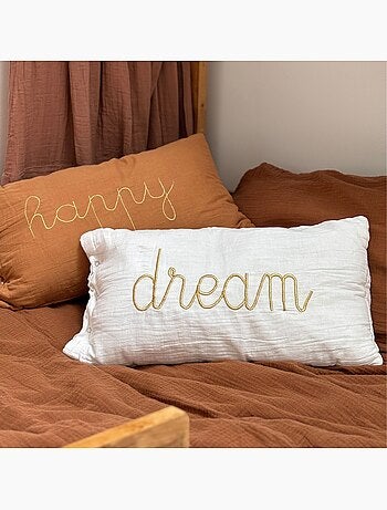 Coussin déhoussable en gaze de coton lili