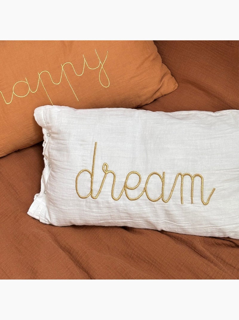 Coussin déhoussable en gaze de coton LILI Blanc - Kiabi