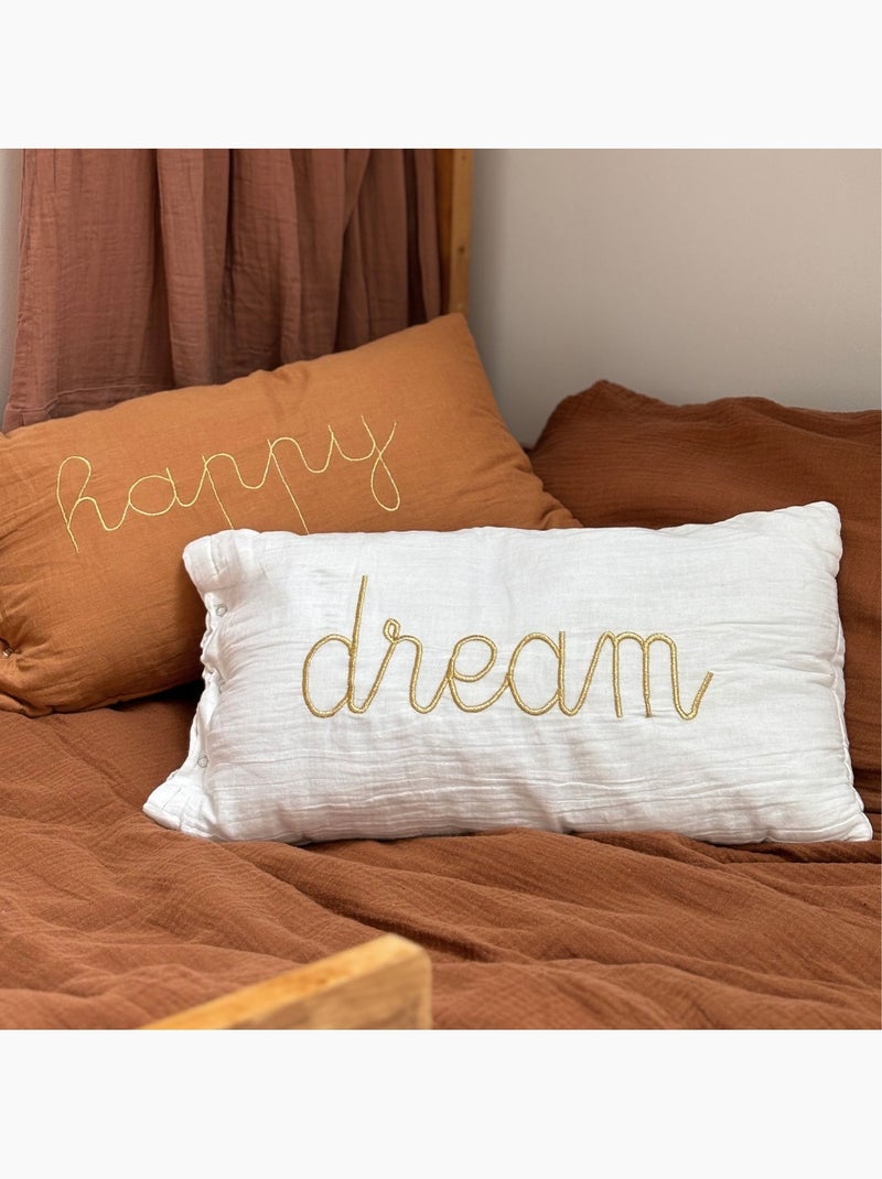 Coussin déhoussable en gaze de coton LILI Blanc - Kiabi