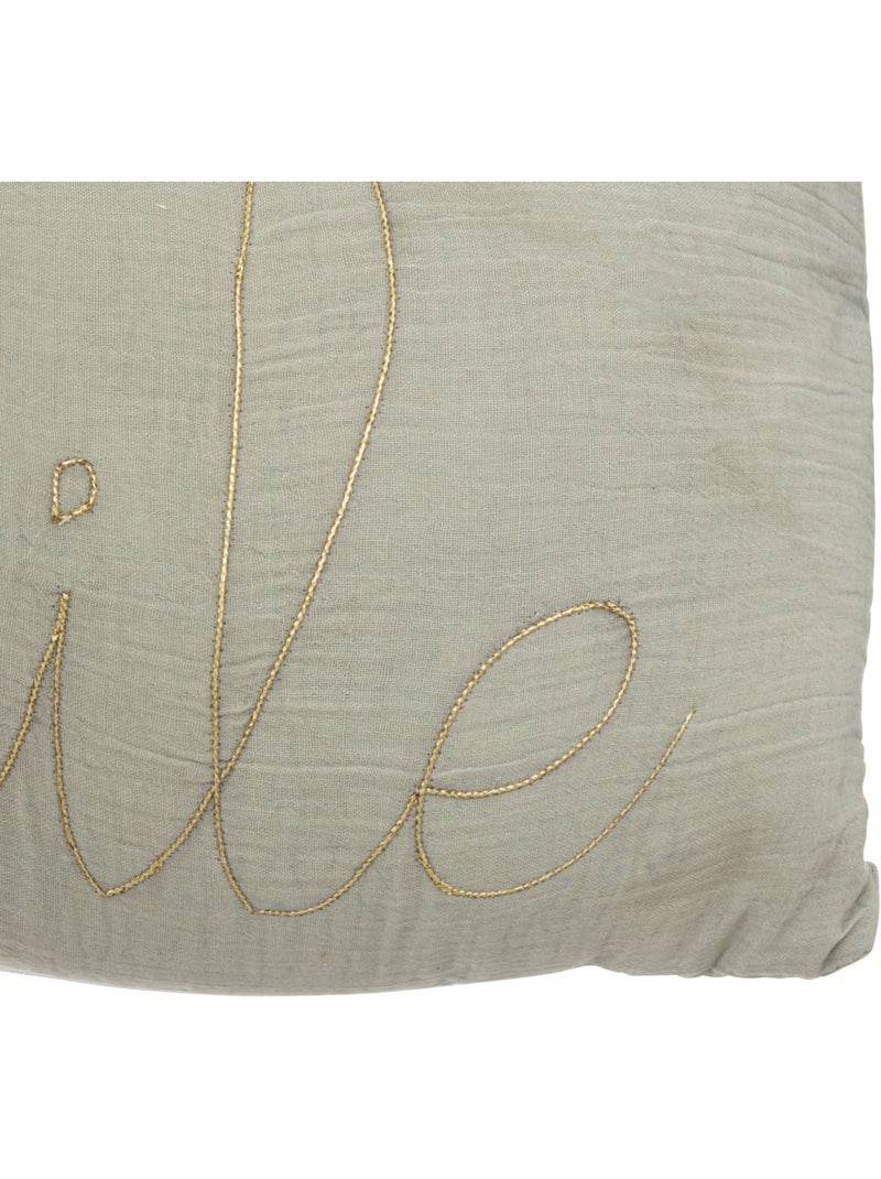 Coussin déhoussable en gaze de coton LILI Vert - Kiabi