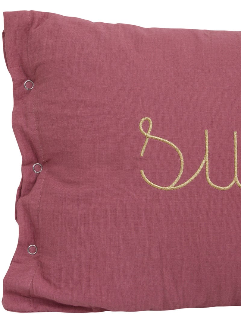 Coussin déhoussable en gaze de coton LILI Vieux rose - Kiabi