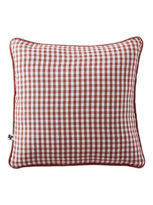 Coussin dehoussable en gaze de coton Vickie vichy - Kiabi
