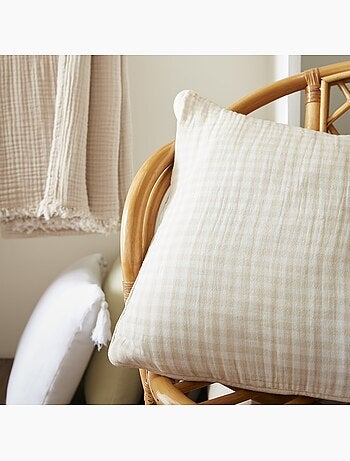 Coussin dehoussable en gaze de coton Vickie vichy