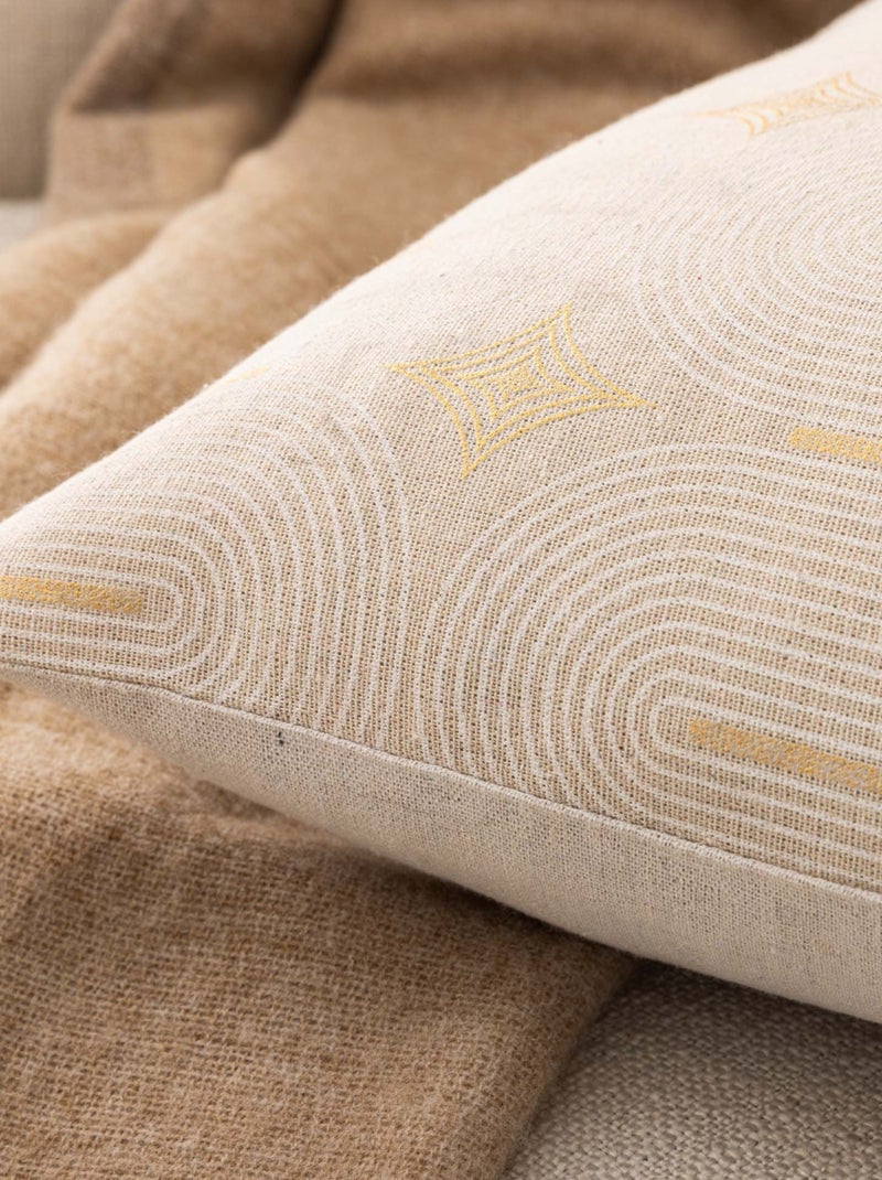 Coussin déhoussable en polycoton à imprimé métallisé Beige - Kiabi