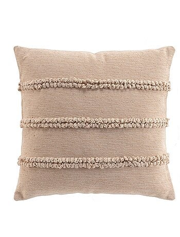 Coussin déhoussable en polycoton avec bandes bouclées