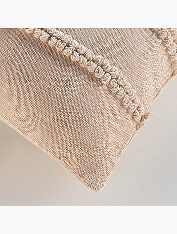 Coussin déhoussable en polycoton avec bandes bouclées