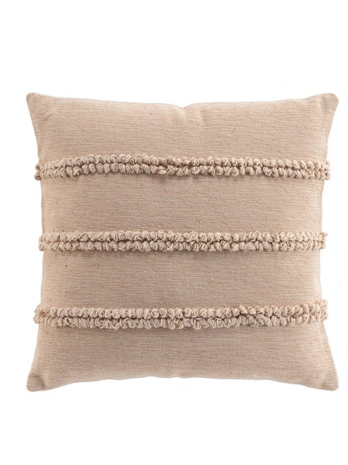 Coussin déhoussable en polycoton avec bandes bouclées - Kiabi