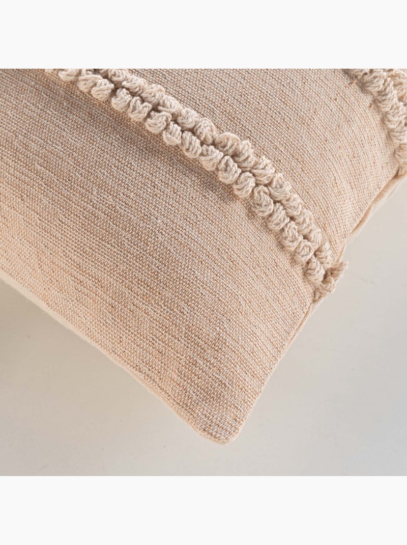 Coussin déhoussable en polycoton avec bandes bouclées Beige coquille - Kiabi