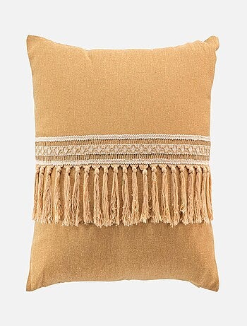 Coussin déhoussable en polycoton et jute