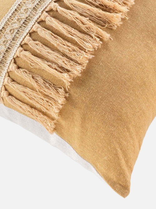 Coussin déhoussable en polycoton et jute - Kiabi