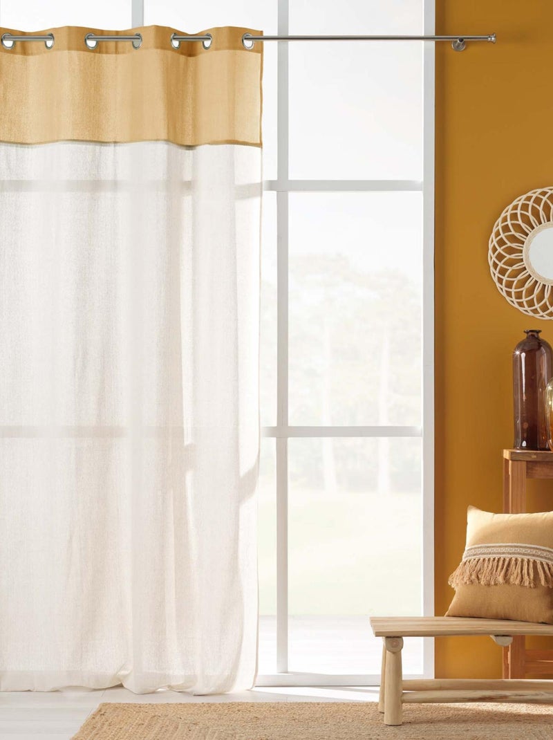 Coussin déhoussable en polycoton et jute Jaune - Kiabi