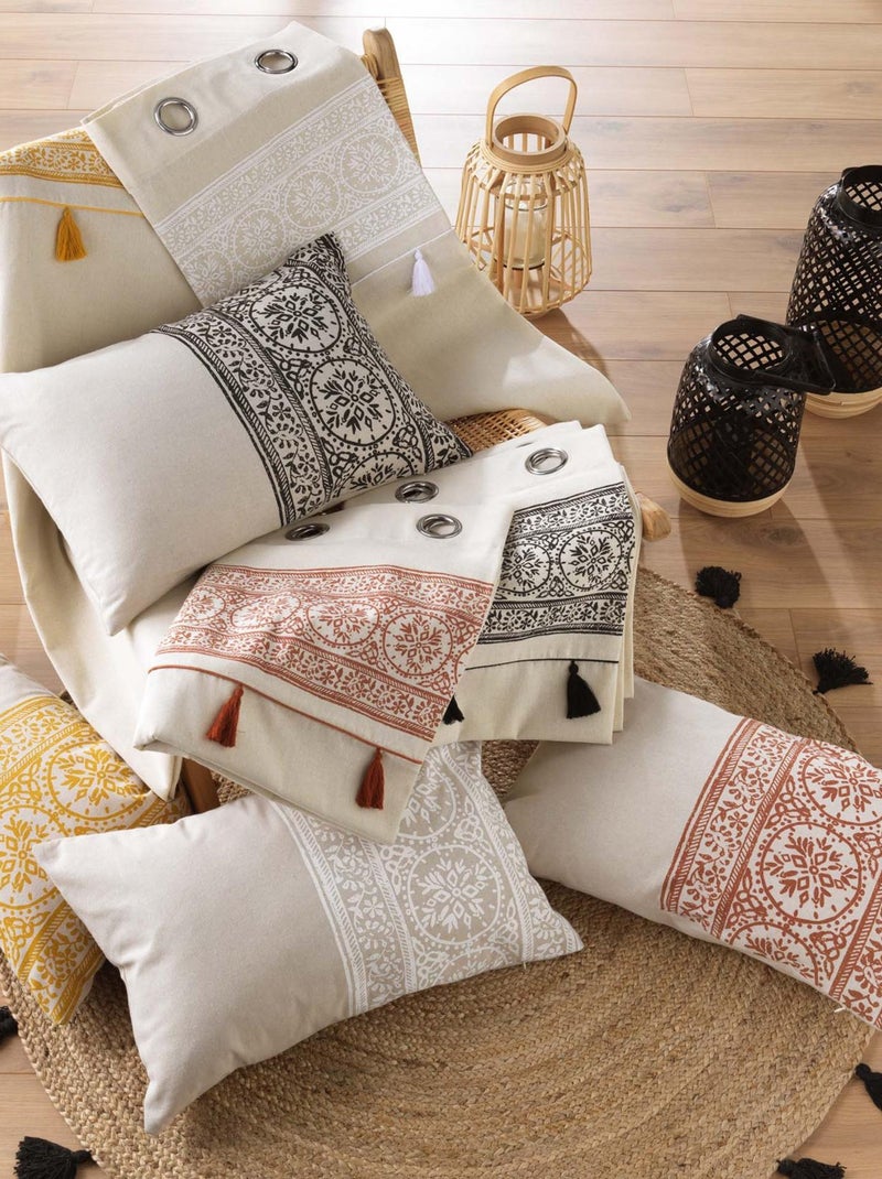 Coussin déhoussable en polycoton imprimé Blanc - Kiabi