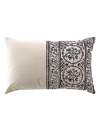 Coussin déhoussable en polycoton imprimé