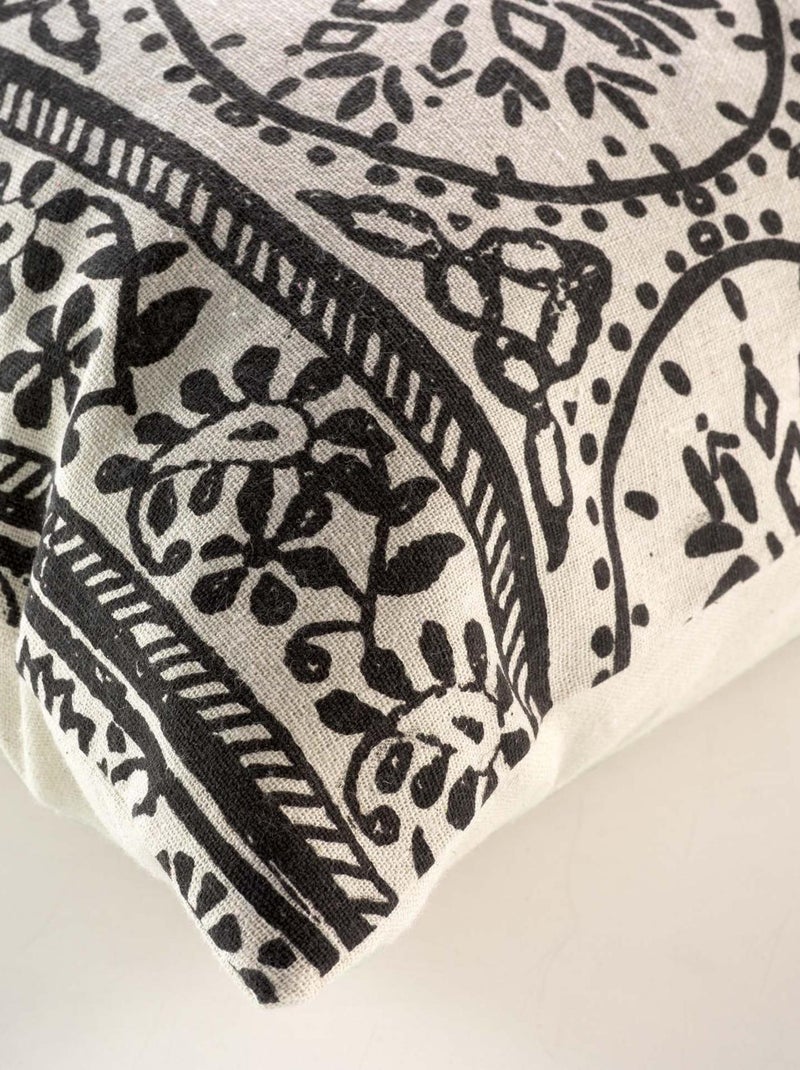 Coussin déhoussable en polycoton imprimé Noir - Kiabi