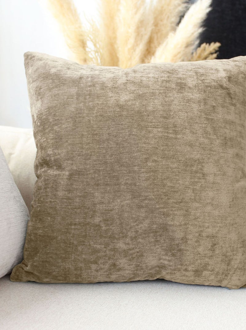 Coussin déhoussable en velours Beige coquille - Kiabi