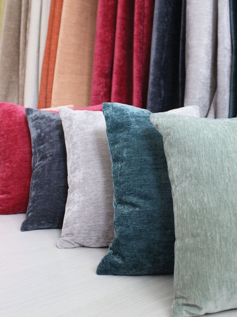 Coussin déhoussable en velours Bleu céladon - Kiabi
