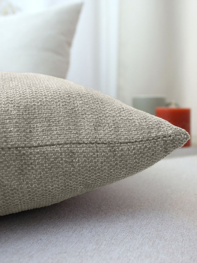 Coussin déhoussable en velours chenillé Beige coquille - Kiabi