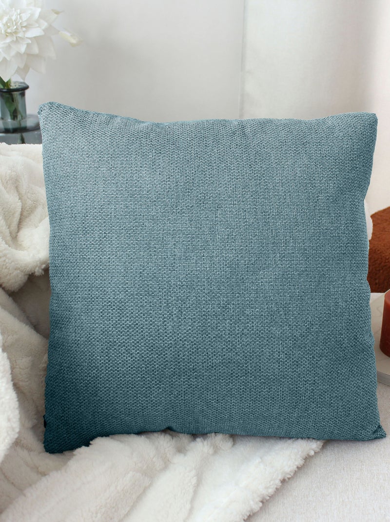Coussin déhoussable en velours chenillé Bleu canard - Kiabi